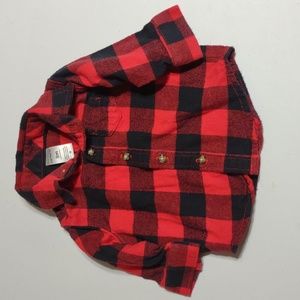 Carter's size 3M long sleeve button down flannel buffalo plaid shirt boys